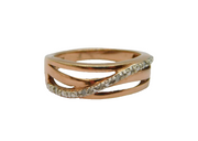 Rose- Gold On Sterling Silver Five Diamond Sash Ring Vintage c2000 Size M 1/2