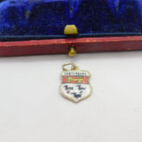 Sterling Silver and Enamel Canterbury Travel Shield Charm Pendant Vintage c1970