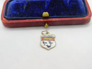 Sterling Silver and Enamel Canterbury Travel Shield Charm Pendant Vintage c1970