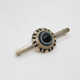 Sterling Silver Cabochon Banded Agate Taxco Style Studio Brooch Vintage c1970