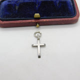 Sterling Silver Minimal Cross Charm Pendant Vintage c1970