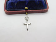 Sterling Silver Minimal Cross Charm Pendant Vintage c1970