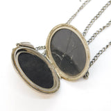 Victorian Sterling Silver Wreath Pattern Locket Necklace Antique c1880s