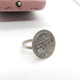Edwardian Sterling Silver & Nepal 1/2 Mohar Coin Band Ring Antique c1905