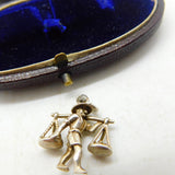 Sterling Silver Oriental Farmer Charm Pendant Vintage c1970