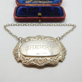 Sterling Silver Scallop Edge Sherry Decanter Label Vintage 1977 Birmingham