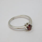 Sterling Silver Round Garnet Solitaire Dress Ring Vintage c1990 Size N 1/2
