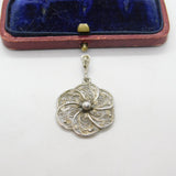 Sterling Silver Filigree Floral Swirl Charm Pendant Vintage c1970