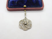 Sterling Silver Filigree Floral Swirl Charm Pendant Vintage c1970