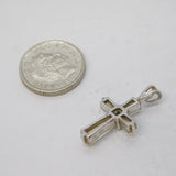 Sterling Silver Paste Set Cross Charm Pendant Vintage c1970s