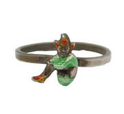 Sterling Silver & Enamel Cornish Pixie Souvenir Ring Antique Art Deco c1920s