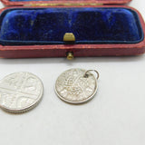 Sterling Silver King George V Good Luck Threepence Charm Pendant Antique 1933