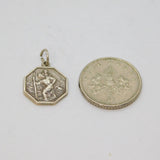 Sterling Silver Octagonal St Christopher Travel Charm Pendant Vintage c1970s