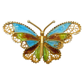800 Grade Silver & Colourful Enamel Filigree Butterfly Brooch Vintage