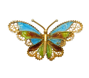 800 Grade Silver & Colourful Enamel Filigree Butterfly Brooch Vintage