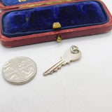 Sterling Silver Lucky Key Charm Pendant Vintage c1970