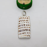 Large Sterling Silver Cowrie Shell Set Drop Pendant Vintage c1970