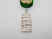 Large Sterling Silver Cowrie Shell Set Drop Pendant Vintage c1970