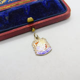 Sterling Silver and Enamel Castleton Travel Shield Charm Pendant Vintage c1970