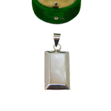 Sterling Silver Modernist Mother Of Pearl Rectangle Charm Pendant Vintage c1970