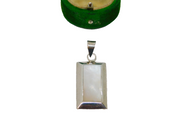Sterling Silver Modernist Mother Of Pearl Rectangle Charm Pendant Vintage c1970