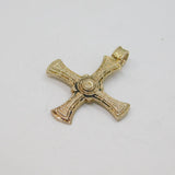 Sterling Silver Textured Patterned Greek Cross Pendant Vintage c1970s