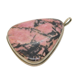 Sterling Silver Mounted Large Rhodonite Pendant Vintage c1970s