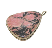 Sterling Silver Mounted Large Rhodonite Pendant Vintage c1970s