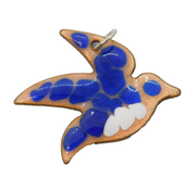 Sterling Silver, Enamel & Copper Charm Pendant Vintage c1970s