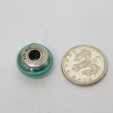 Sterling Silver Aqua Swirly Glass Charmbead For Bracelet c2000
