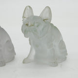 Czech Novelty Large Moulded Glass Bulldog Figurines Antique c1920 Art Deco