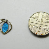 Sterling Silver and Blue Enamel Catholic Saint Charm Pendant Vintage c1970