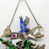 Austro-Hungarian Sterling Silver Enamel George Slaying the Dragon Pendant c1880s