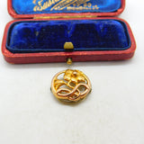 Art Nouveau Victorian Rolled Gold Floral Clip On Brooch Antique c1890