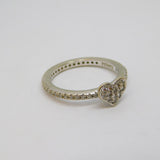 Sterling Silver Paste Set Heart & Band Dress Ring Vintage c1970 Size M