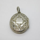 Victorian Sterling Silver Floral Pattern Sweetheart Locket Pendant Antique