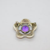 Victorian Sterling Silver Amethyst Celtic Pattern Brooch Pin Antique c1900