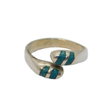 Sterling Silver Natural Turquoise Crossover Studio Ring Vintage c1970 Size M