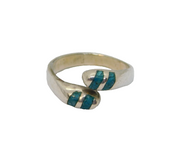 Sterling Silver Natural Turquoise Crossover Studio Ring Vintage c1970 Size M