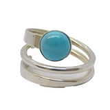 Mexican Sterling Silver Cabochon Turquoise Snake Style Ring Vintage c1970