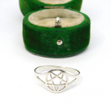 Sterling Silver Pentagram Design Ring Vintage c1970 Size T