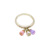 Sterling Silver Pink, Purple & White CZ Charm Dress Ring Modern c2000 Size S