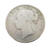 Queen Victoria .925 Silver Half Crown Coin Antique 1881 Fine Condition