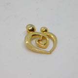 Sterling Silver Gilt Entwined Hearts Contemporary Pendant Vintage c1990