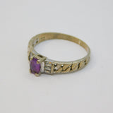 Sterling Silver Amethyst & 6 Stone Spinel Dress Ring Vintage c1970 Size Q