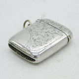 Victorian Sterling Silver Floral Pattern Vesta Case Antique 1896 Birmingham