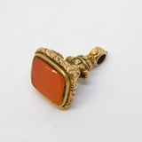 George III Gold Cased & Carnelian Agate Floral Chased Fob Seal Antique