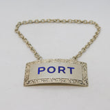 Sterling Silver & Blue Enamel Port Decanter Label Vintage 1956 Birmingham
