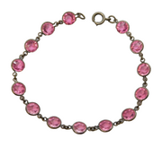 Sterling Silver & Pink Paste Set Dress Bracelet Antique c1930 Art Deco
