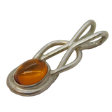 Sterling Silver & Baltic Amber Drop Pendant Vintage c1970s